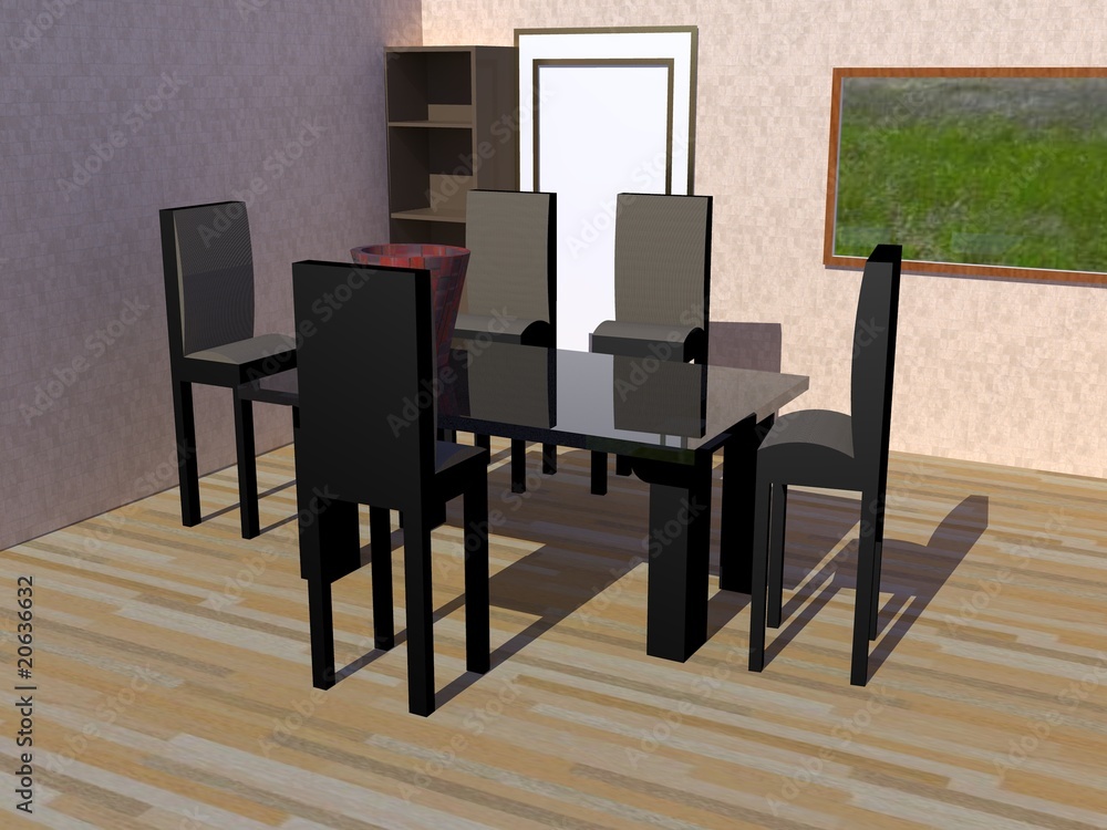 Sala con mesa y sillas