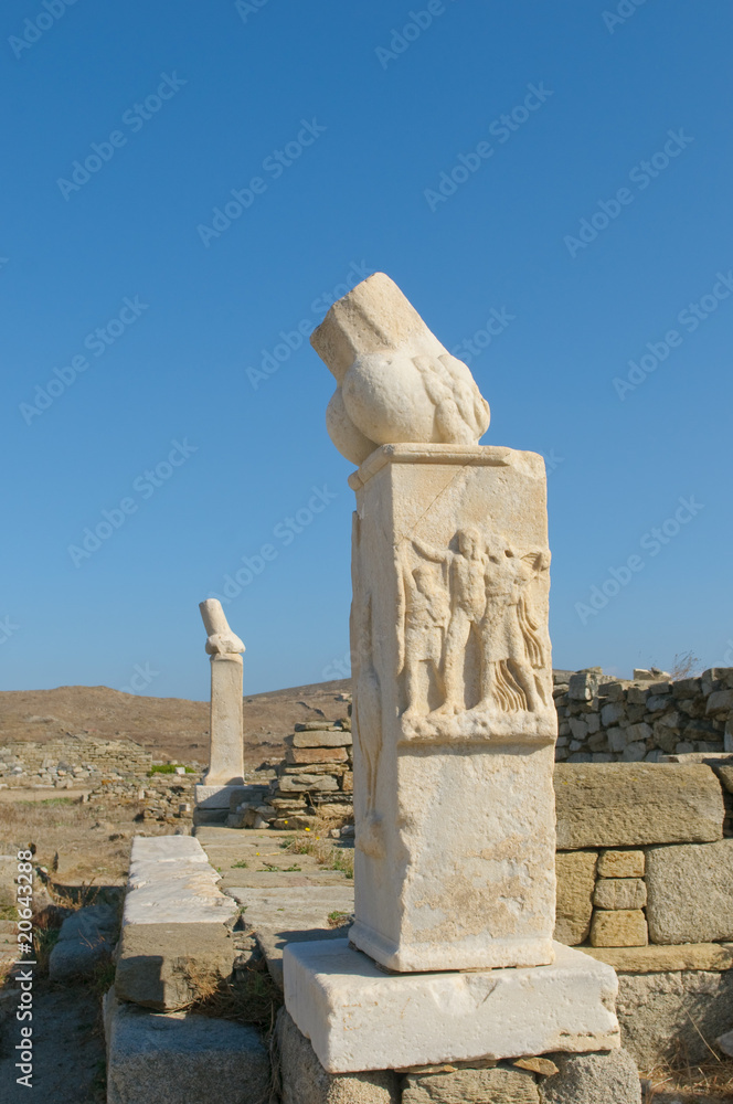 Ruins of Dionysos temple, Delos, Greece