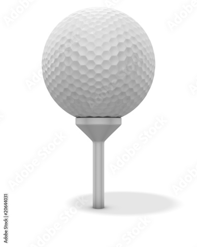 golf ball on red tee - with clipping path