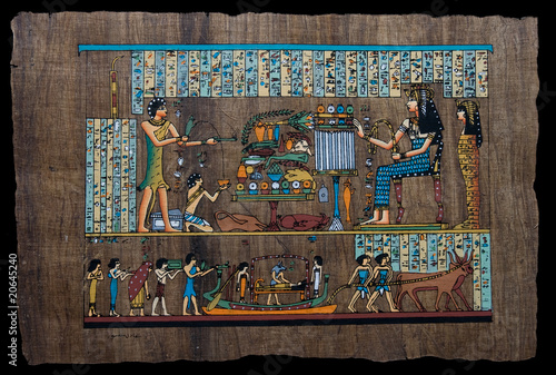 Fototapeta Egyptian papyrus depicting ritual