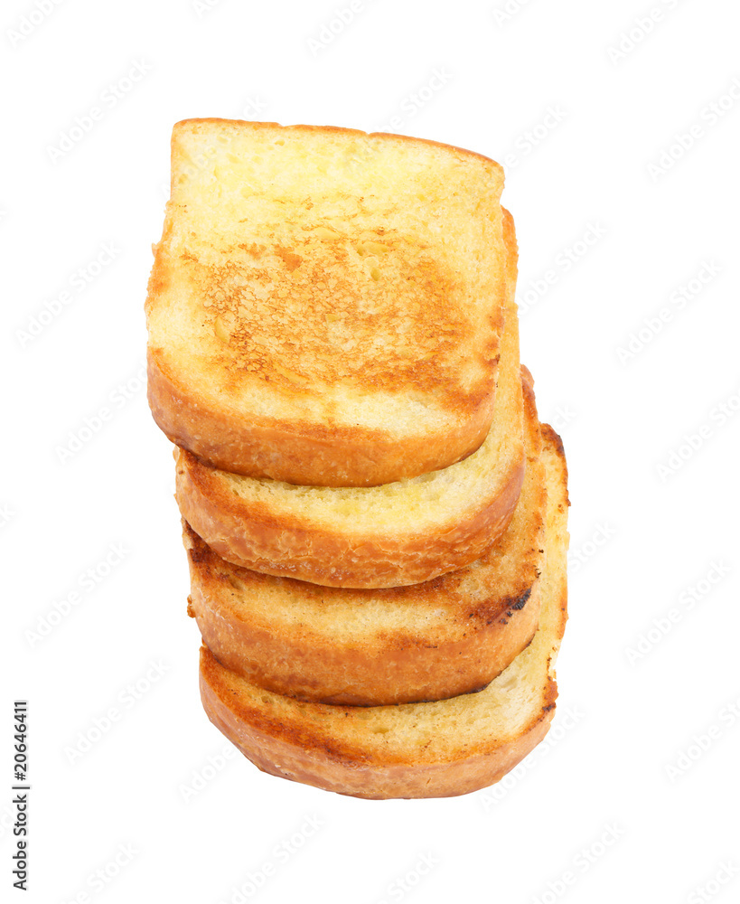 Stack of toasts on white plate isolated Stack of toasts on white plate isolated
