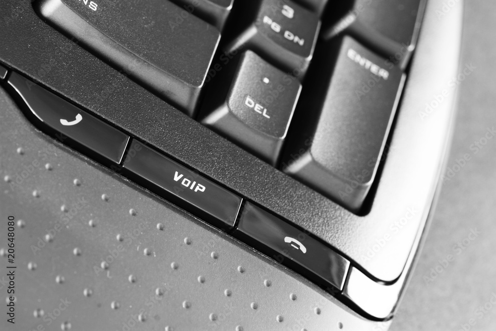 A computer keyboard with VOIP buttons A computer keyboard with VOIP buttons
