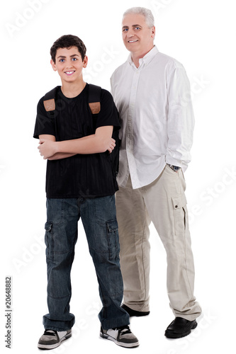 young teenager with his grandfather, full length