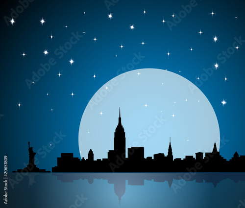 new york city by night skyline