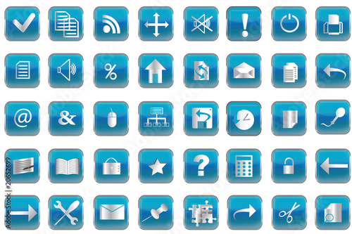 Blue buttons with icons for pc © hibrida