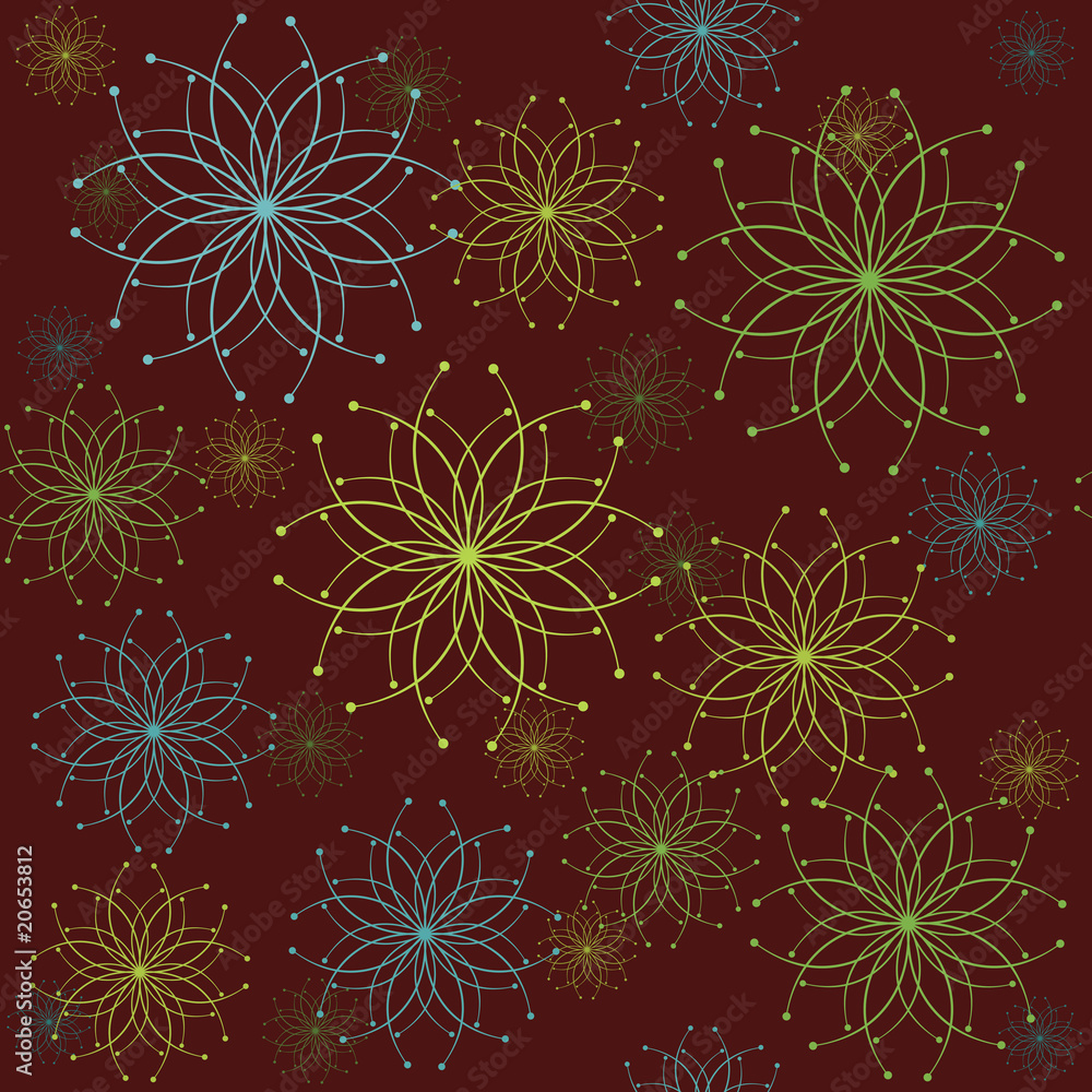 Fototapeta premium Retro background with stylized flowers, pattern