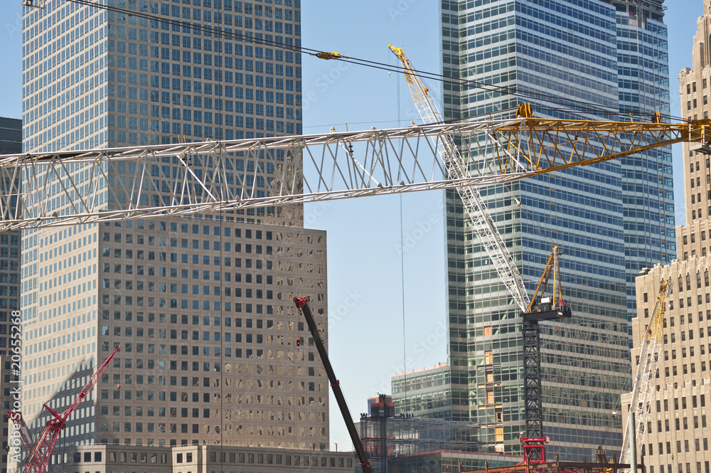 Construction cranes at World Trade Center site