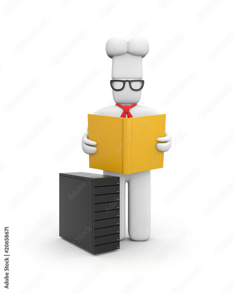 Chief read the book with computer Chief read the book with computer