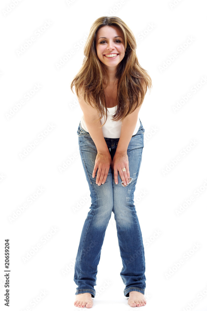 brunette woman posing to the camera brunette woman posing to the camera