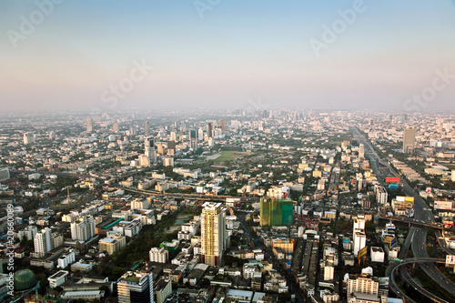 Bangkok skyline with skyscrapers and panorama view