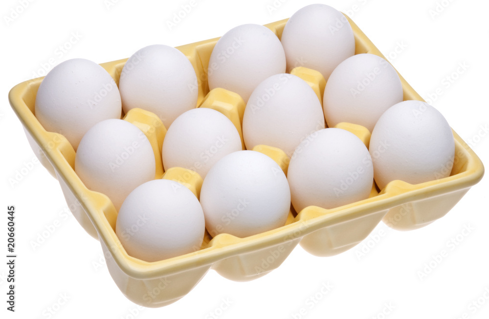 Dozen Eggs in Yellow Open Carton Dozen Eggs in Yellow Open Carton