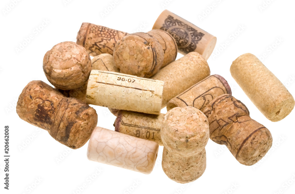 Close-up  wine corks isolated on white