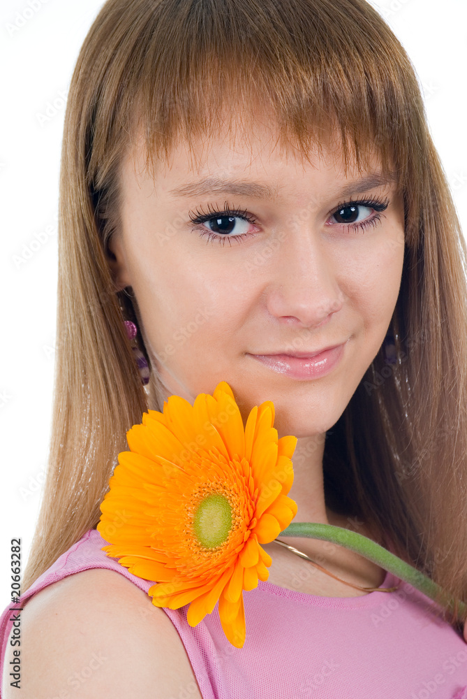 portrait of a beautiful blonde girl with flowe portrait of a beautiful blonde girl with flowe