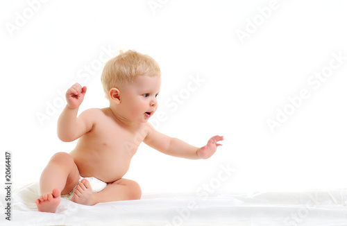 portrait of laughing baby boy