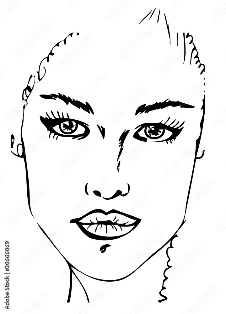 Woman Face tattoo design black and white Stock Illustration | Adobe Stock