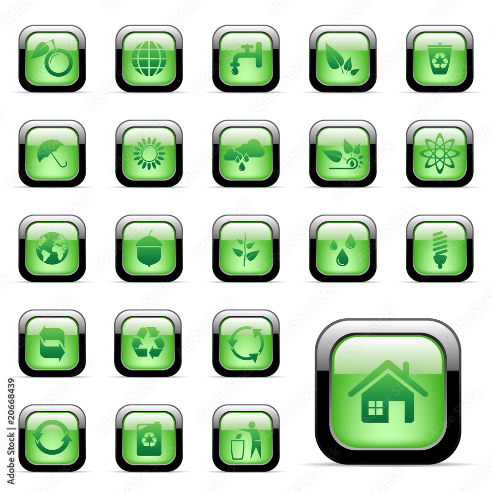 Environmental and recycling vector icons set Environmental and recycling vector icons set