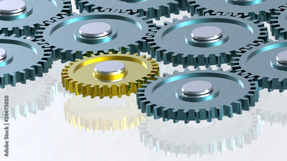 Steel gears in connection with gold one Steel gears in connection with gold one