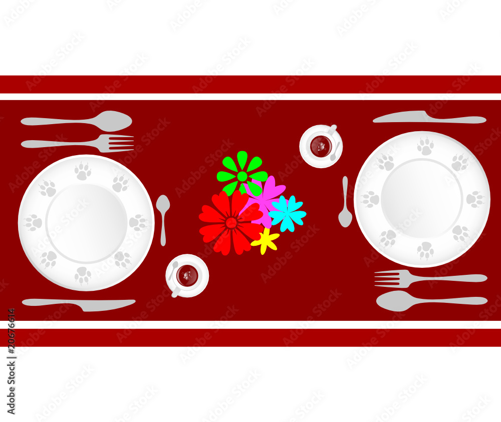 Fototapeta premium set the table for lunch in two illustration