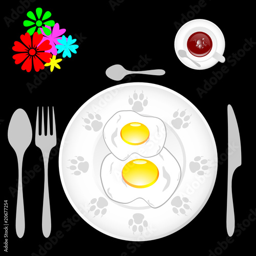 two fried eggs for breakfast vector illustration