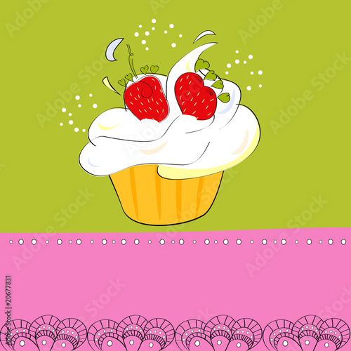 Decorative card with cupcake