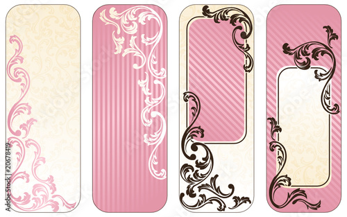 Romantic French vertical banners in pink