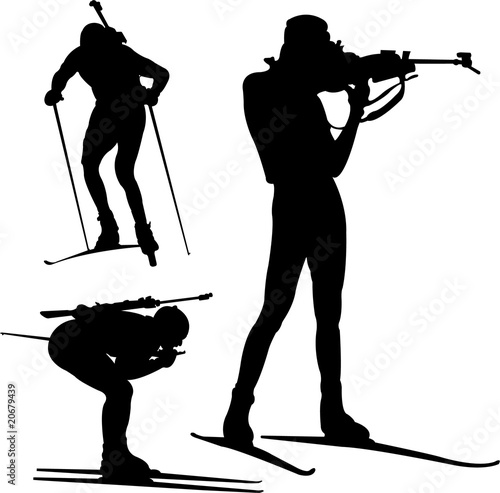 biathlon silhouette - vector photo