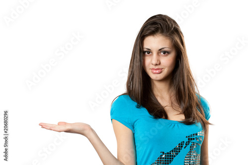 Wallpaper Mural Young lady isolated on white Torontodigital.ca