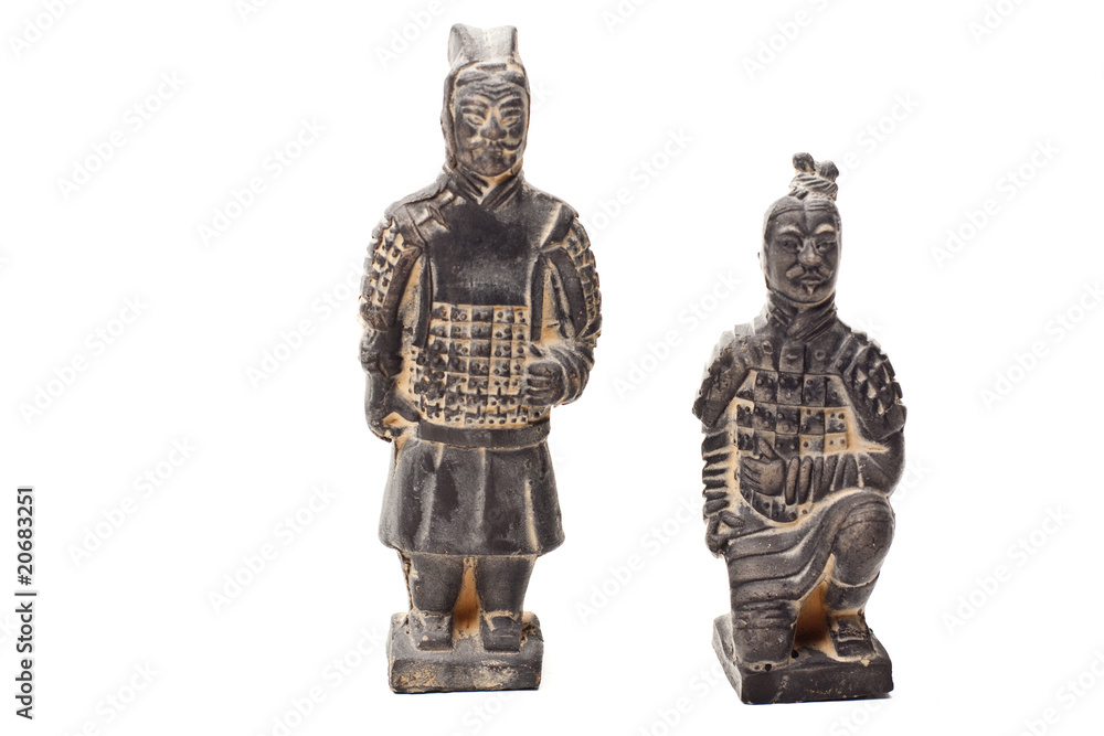 Clay soldiers on white background