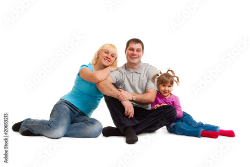 happy family isolated on white