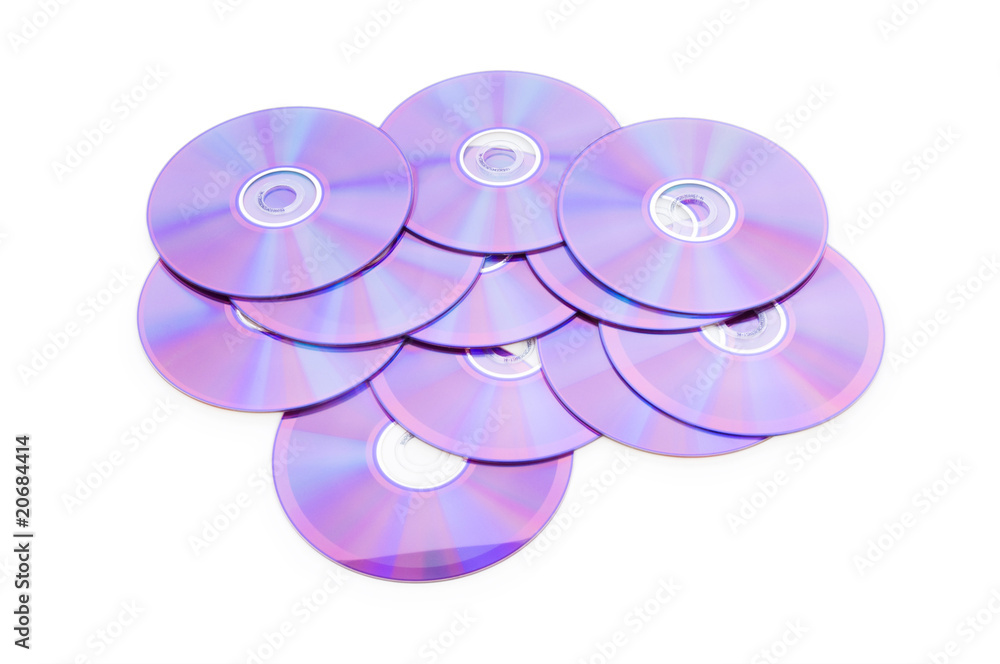 Many DVD's isolated on the white background Many DVD's isolated on the white background