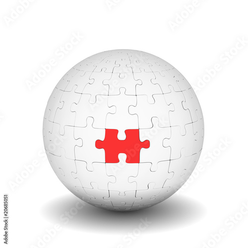 Sphere of puzzles with red element