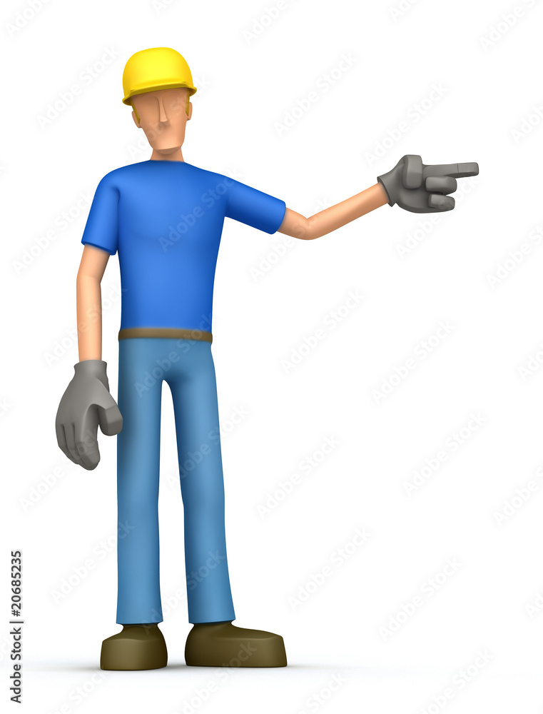 builder points his finger in the side builder points his finger in the side
