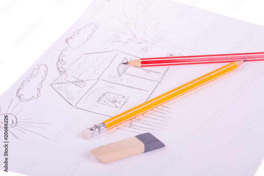 Drawing, pencil and eraser Drawing, pencil and eraser