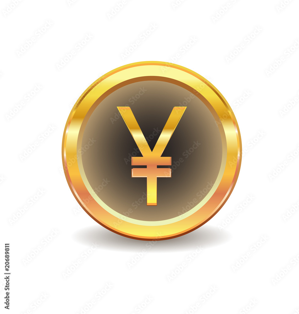 Obraz premium gold button with yen sign