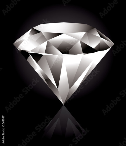 Shiny and bright diamond on a black background