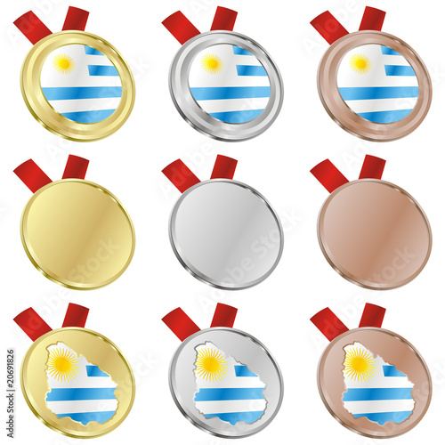 fully editable uruguay vector flag in medal shapes