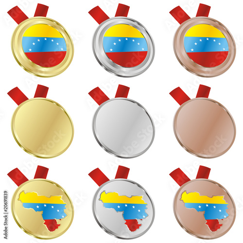 fully editable venezuela vector flag in medal shapes