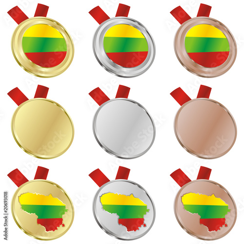 fully editable lithuania vector flag in medal shapes