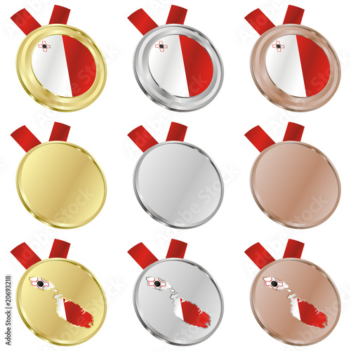 fully editable malta vector flag in medal shapes