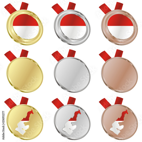 fully editable monaco vector flag in medal shapes