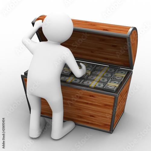 Open box with dollars on wh...