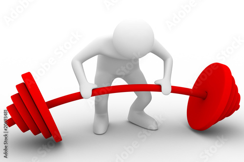 weight-lifter lifts barbell...