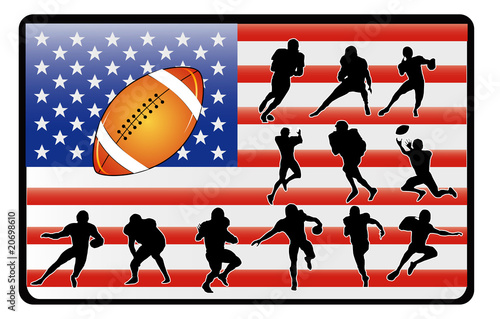 jugadores de futbol americano sobre la bandera