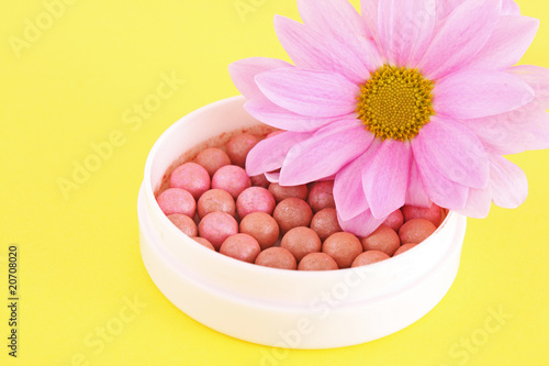 rouge with flower  on the yellow  background