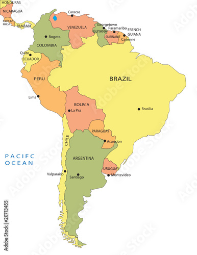 Political map of South America
