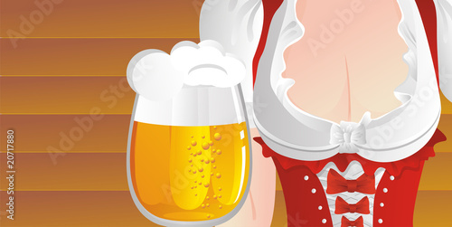 Oktoberfest. The girl with the big beer mug