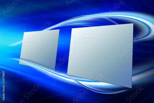 blue advertising panels with room for text or photos