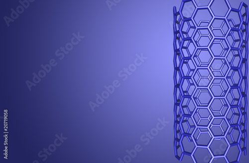 nanotube molecular structure on blue background photo