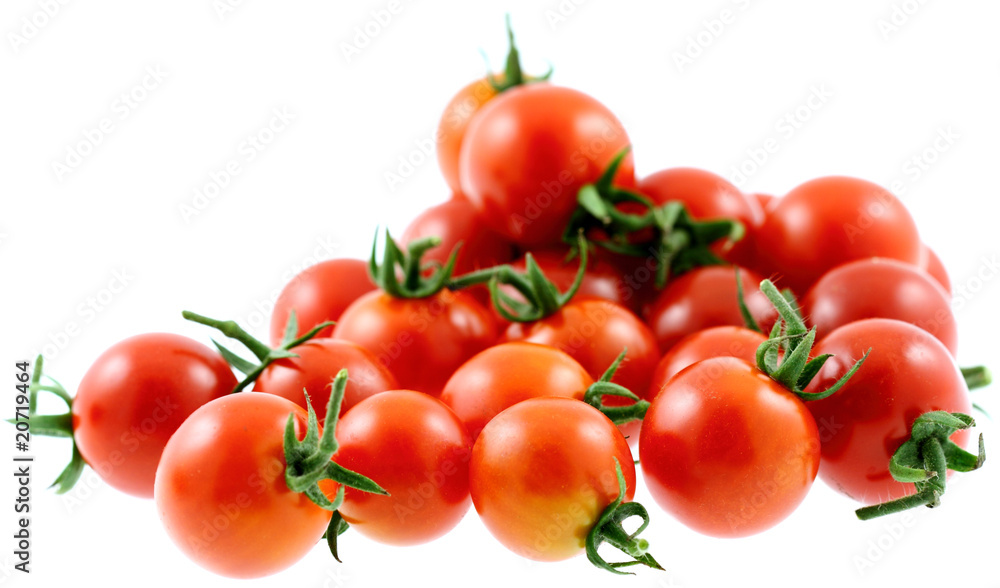 tomates cerises fond blanc