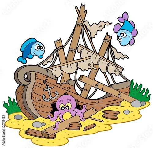 Shipwreck at sea bottom